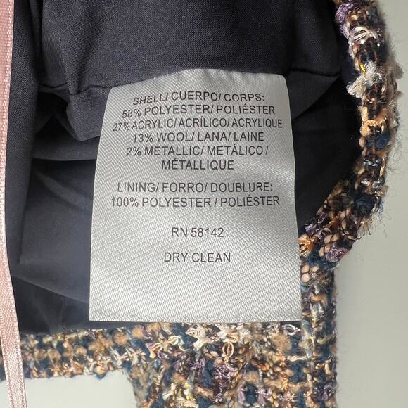 Gal Meets Glam Tweed Cropped Navy & Gold Blazer Size 18 - Picture 5 of 10